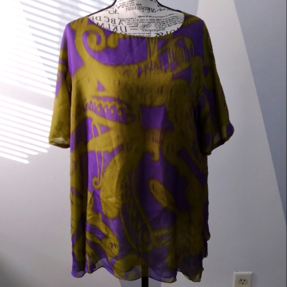 SHAMASK 100% SILK short‎ sleeves blouse
